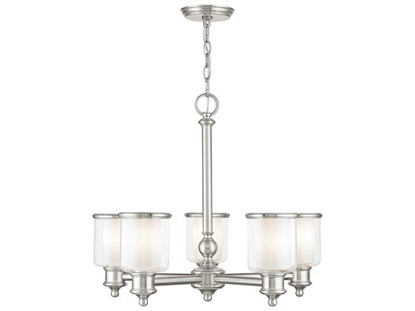 Livex Lighting Middlebush 5-Light Brushed Nickel Glass Cylinder Chandelier