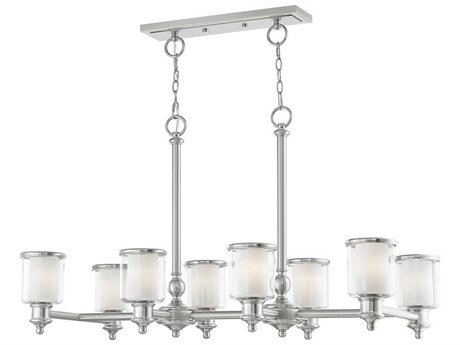 Livex Lighting Middlebush 8-Light Brushed Nickel Glass Cylinder Island Pendant