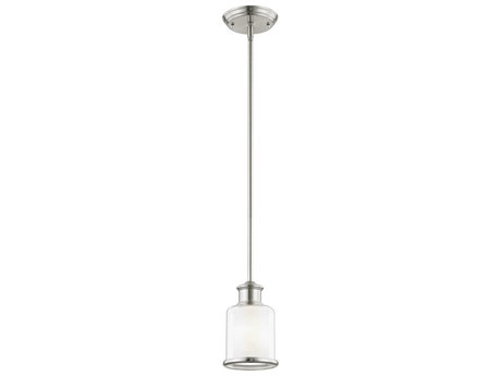 Livex Lighting Middlebush 1-Light Brushed Nickel Glass Cylinder Mini Pendant