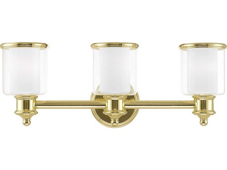 Livex Lighting Middlebush 3-Light Polished Brass Glass Vanity Light