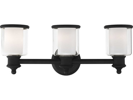 Livex Lighting Middlebush 3-Light Black Glass Vanity Light