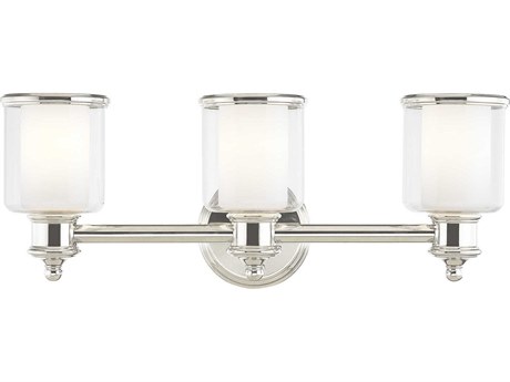 Livex Lighting Middlebush 3-Light Polished Nickel Glass Vanity Light