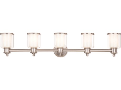 Livex Lighting Middlebush 5-Light Brushed Nickel Glass Vanity Light