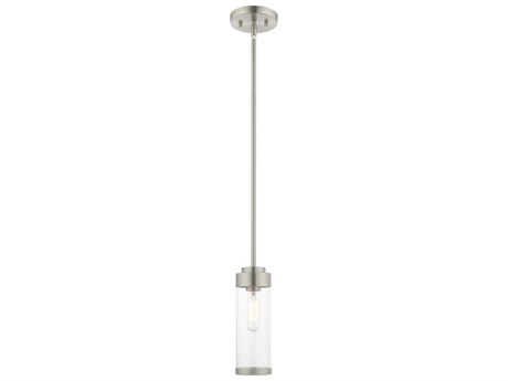 Livex Lighting Hillcrest 1-Light Brushed Nickel Glass Mini Pendant