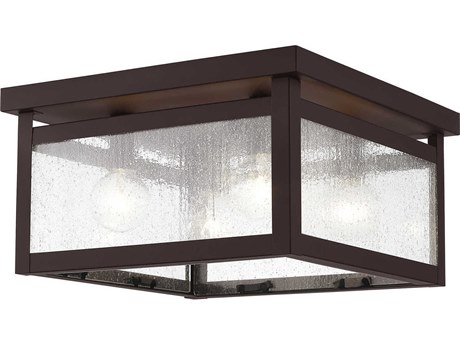 Livex Lighting Milford 4-Light Bronze Glass Flush Mount