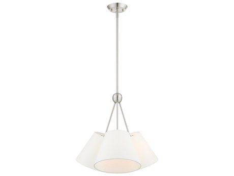 Livex Lighting Prato 3-Light Brushed Nickel White Empire Geometric Pendant