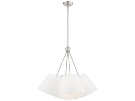 Livex Lighting Prato 4-Light Brushed Nickel White Empire Geometric Pendant