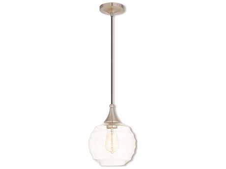Livex Lighting Art Glass 1-Light Brushed Nickel Clear Globe Mini Pendant