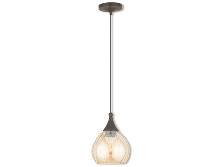 Livex Lighting Art Glass 1-Light English Bronze Mini Pendant
