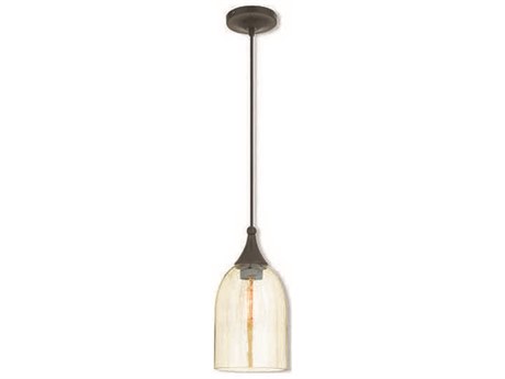 Livex Lighting Art Glass 1-Light English Bronze Clear Bell Mini Pendant