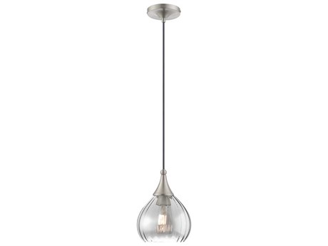 Livex Lighting Art Glass 1-Light Brushed Nickel Bell Mini Pendant