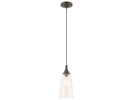 Livex Lighting Art Glass 1-Light English Bronze Cylinder Mini Pendant