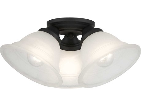 Livex Lighting Wynnewood 3-Light Black Glass Bell Flush Mount