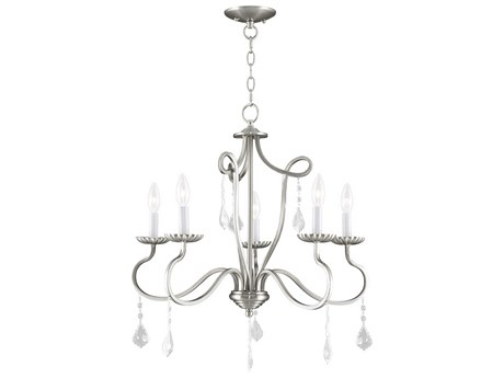 Livex Lighting Callisto 5-Light Brushed Nickel Crystal Candelabra Chandelier
