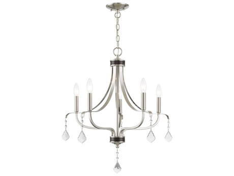 Livex Lighting Laurel 5-Light Brushed Nickel Crystal Candelabra Chandelier