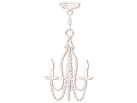 Livex Lighting Alessia 3-Light Antique White Crystal Candelabra Chandelier