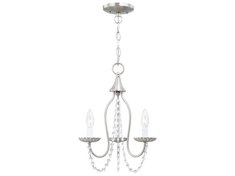 Livex Lighting Alessia 3-Light Brushed Nickel Crystal Candelabra Chandelier