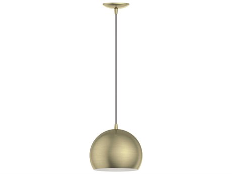 Livex Lighting Piedmont 1-Light Antique Brass White Dome Geometric Mini Pendant