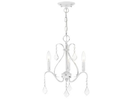 Livex Lighting Caterina 3-Light Antique White Clear Crystals Candelabra Chandelier