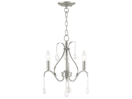Livex Lighting Caterina 3-Light Brushed Nickel Clear Crystal Candelabra Chandelier