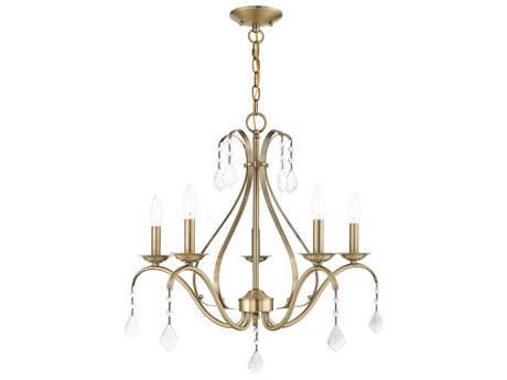 Livex Lighting Caterina 5-Light Antique Brass Clear Crystals Candelabra Chandelier