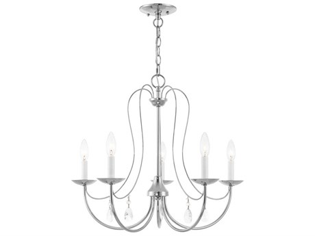 Livex Lighting Mirabella 5-Light Polished Chrome Crystal Candelabra Chandelier