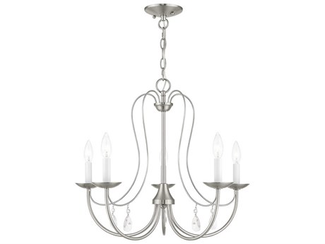 Livex Lighting Mirabella 5-Light Brushed Nickel Crystal Candelabra Chandelier