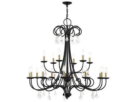Livex Lighting Daphne 18-Light8-Light Black Antique Brass Crystal Candelabra Chandelier