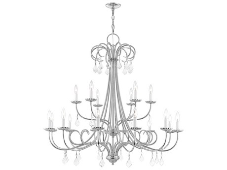 Livex Lighting Daphne 18-Light8-Light Polished Chrome Crystal Candelabra Tiered Chandelier