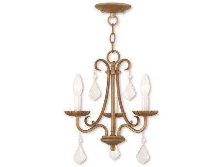 Livex Lighting Daphne 3-Light Antique Gold Leaf Crystal Candelabra Chandelier