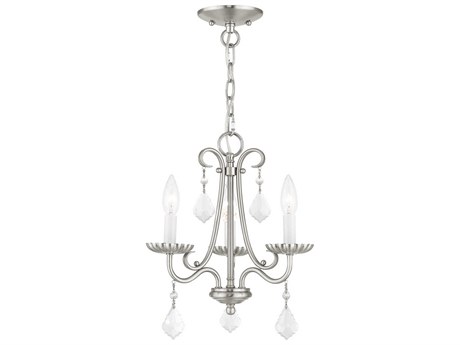 Livex Lighting Daphne 3-Light Brushed Nickel Crystal Candelabra Chandelier