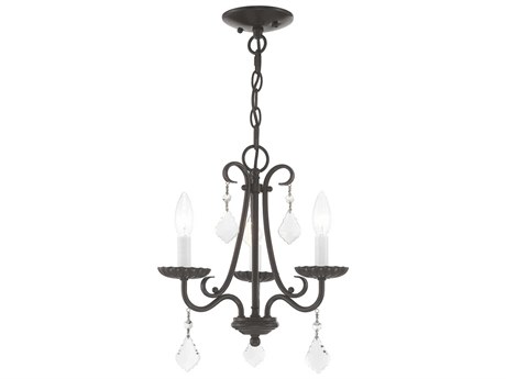 Livex Lighting Daphne 3-Light English Bronze Crystal Candelabra Chandelier