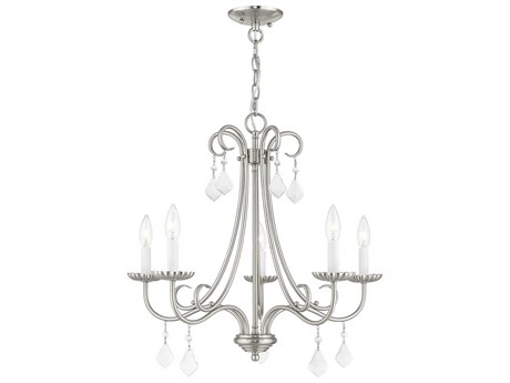 Livex Lighting Daphne 5-Light Brushed Nickel Crystal Candelabra Chandelier