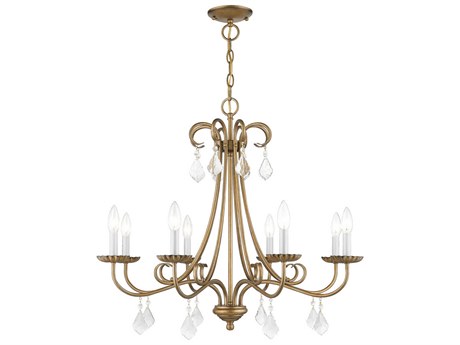 Livex Lighting Daphne 8-Light Antique Gold Leaf Crystal Candelabra Chandelier