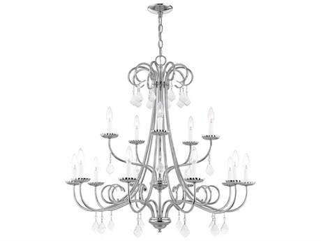 Livex Lighting Daphne 15-Light Polished Chrome Crystal Candelabra Tiered Chandelier