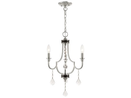 Livex Lighting Glendale 3-Light Brushed Nickel Crystal Candelabra Chandelier