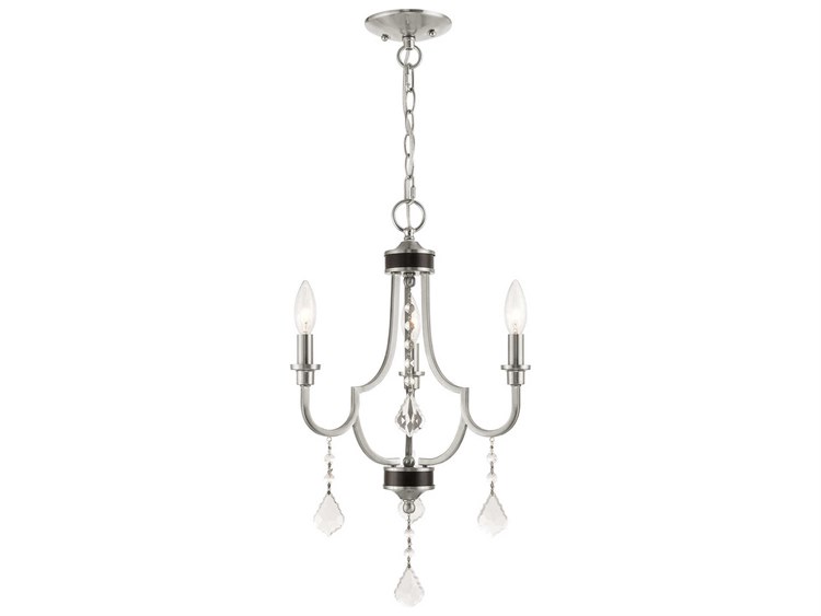 Photos - Chandelier / Lamp Livex Lighting Glendale 3-Light Brushed Nickel Crystal Candelabra Chandeli