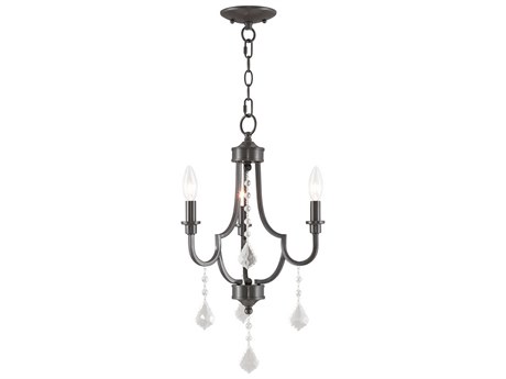 Livex Lighting Glendale 3-Light English Bronze Crystal Candelabra Chandelier