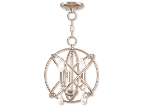 Livex Lighting Aria 3-Light Polished Nickel Crystal Candelabra Geometric Chandelier