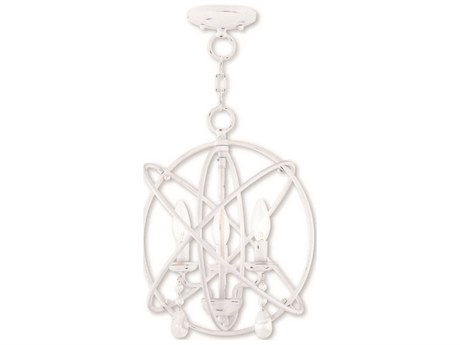 Livex Lighting Aria 3-Light Antique White Crystal Candelabra Geometric Chandelier