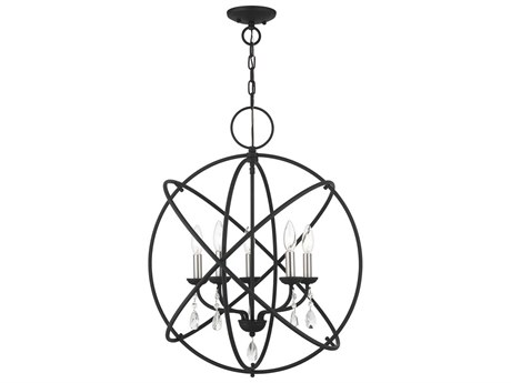 Livex Lighting Aria 5-Light Black Crystal Candelabra Geometric Chandelier