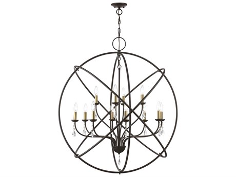 Livex Lighting Aria 12-Light Bronze Antique Brass Crystal Candelabra Chandelier