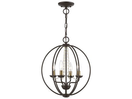 Livex Lighting Arabella 4-Light Bronze Antique Brass Crystal Candelabra Chandelier