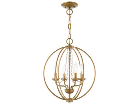 Livex Lighting Arabella 4-Light Antique Gold Leaf Crystal Candelabra Chandelier