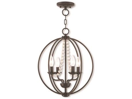 Livex Lighting Arabella 4-Light English Bronze Crystal Candelabra Round Chandelier