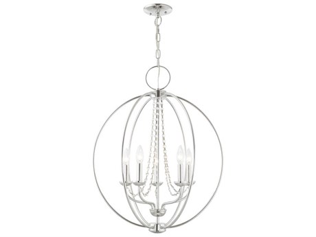 Livex Lighting Arabella 5-Light Polished Chrome Crystal Candelabra Round Chandelier