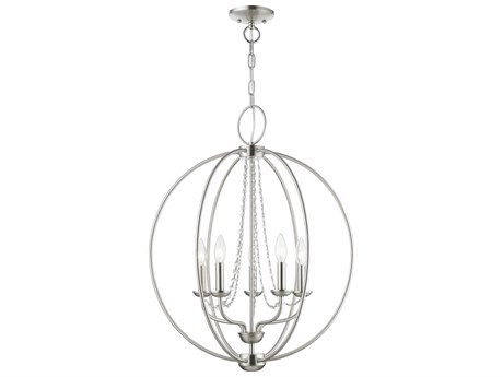 Livex Lighting Arabella 5-Light Brushed Nickel Crystal Candelabra Chandelier