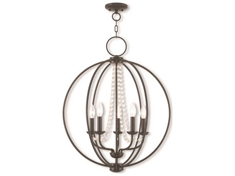 Livex Lighting Arabella 5-Light English Bronze Crystal Candelabra Round Chandelier