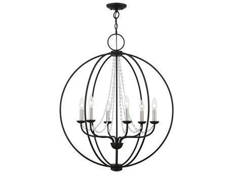Livex Lighting Arabella 6-Light Black Brushed Nickel Crystal Candelabra Chandelier