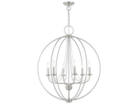 Livex Lighting Arabella 6-Light Brushed Nickel Crystal Candelabra Chandelier